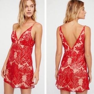 NWT Free People Dress with Intricate Pattern (Red size 12)